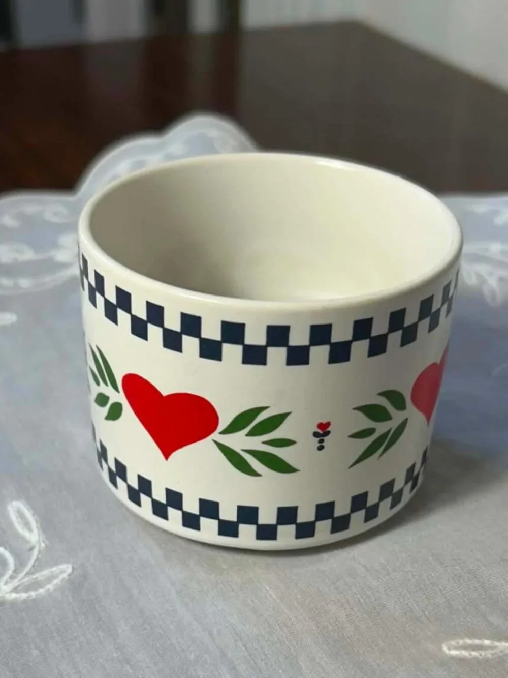 Vintage 80s Red Heart Ceramic Votive Candle Holder